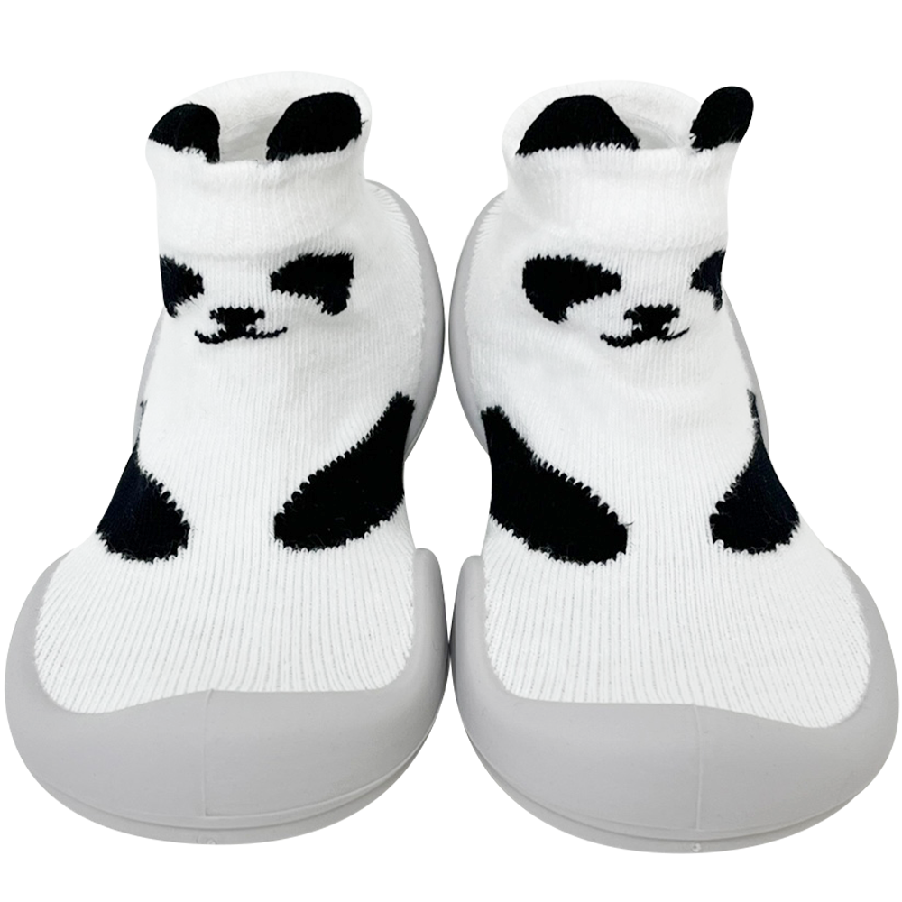 Panda Baby First Walking Shoes: Elastic baby shoes with honeycomb outsole for slip resistance. Gentle flex for delicate baby foot cartilage, lightweight design for growth and learning to walk.