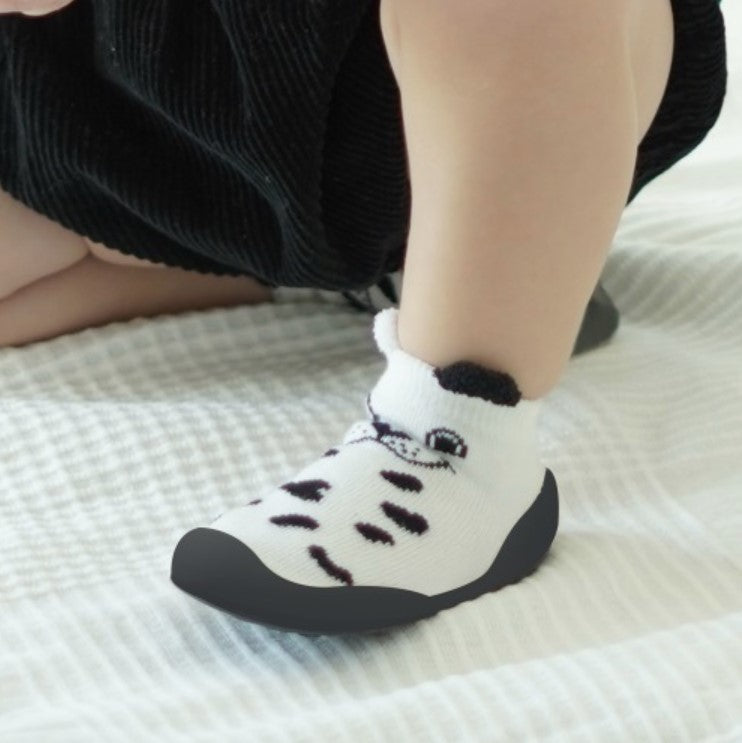 Dalmatian Baby First Walking Shoes: Elastic baby shoes with honeycomb outsole for slip resistance. Gentle flex for delicate baby foot cartilage, lightweight design for growth and learning to walk.