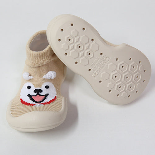Shiba Dog Baby First Walking Shoes: Elastic baby shoes with honeycomb outsole for slip resistance. Gentle flex for delicate baby foot cartilage, lightweight design for growth and learning to walk.