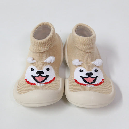 Shiba Dog Baby First Walking Shoes: Elastic baby shoes with honeycomb outsole for slip resistance. Gentle flex for delicate baby foot cartilage, lightweight design for growth and learning to walk.
